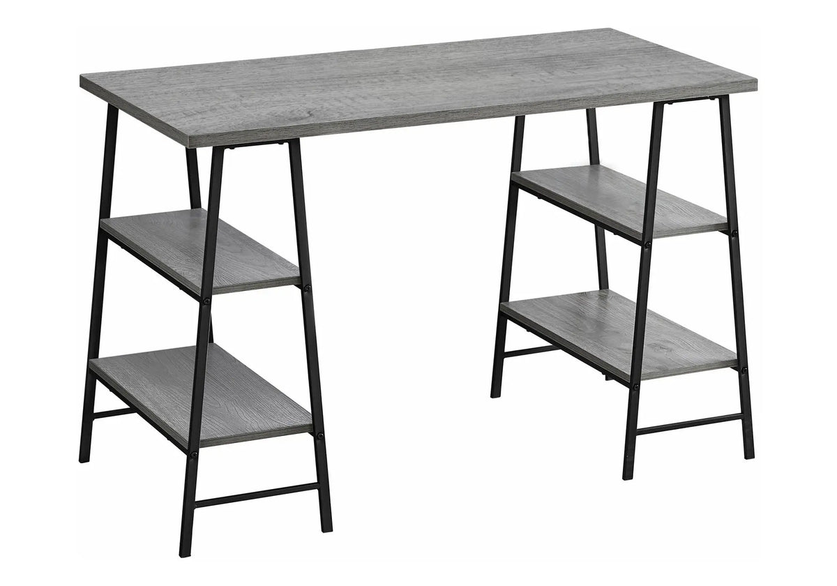Industrial Computer Desk With Shelves | 47.25 Inch Width | 4 Open Shelves | Thick Desktop