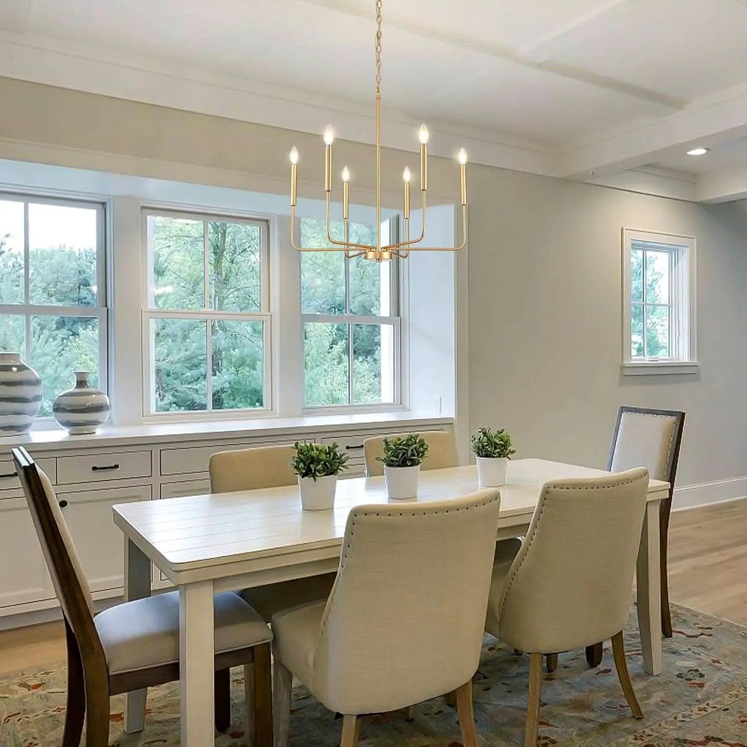 Gold 6 Light Candle Chandelier For Dining Room Modern from PriceLows™