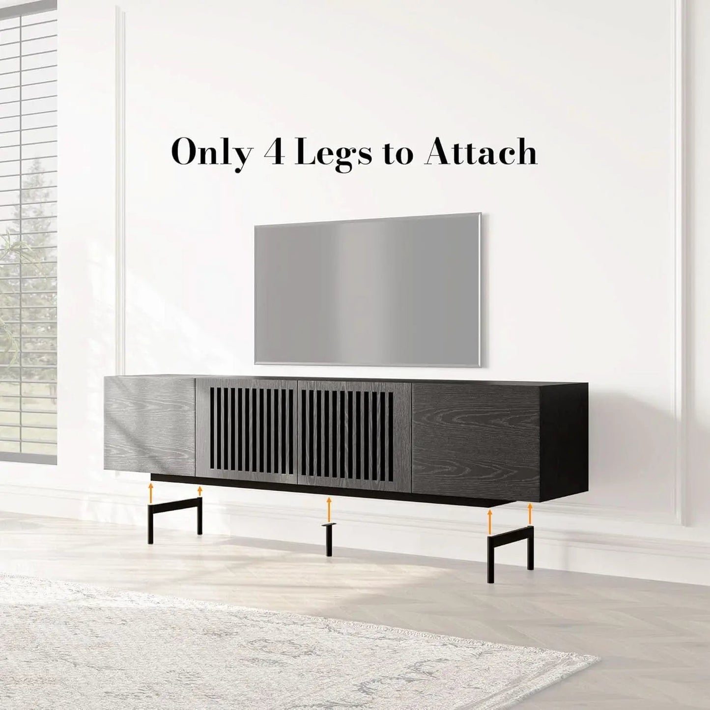 Modern Solid Wood TV Stand For 70 To 75 Inch TVs Black from PriceLows™