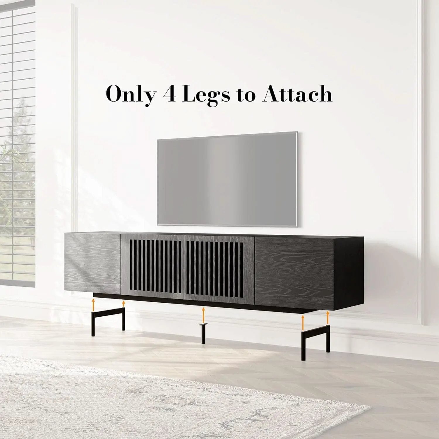 Modern Solid Wood TV Stand For 70 To 75 Inch TVs Black from PriceLows™