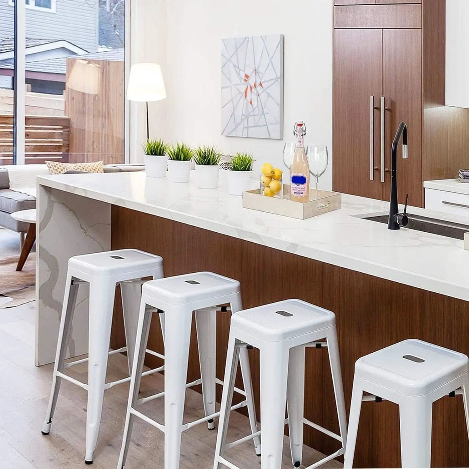 30 Inch Stacking Metal Bar Stool Indoor Outdoor Use from PriceLows™