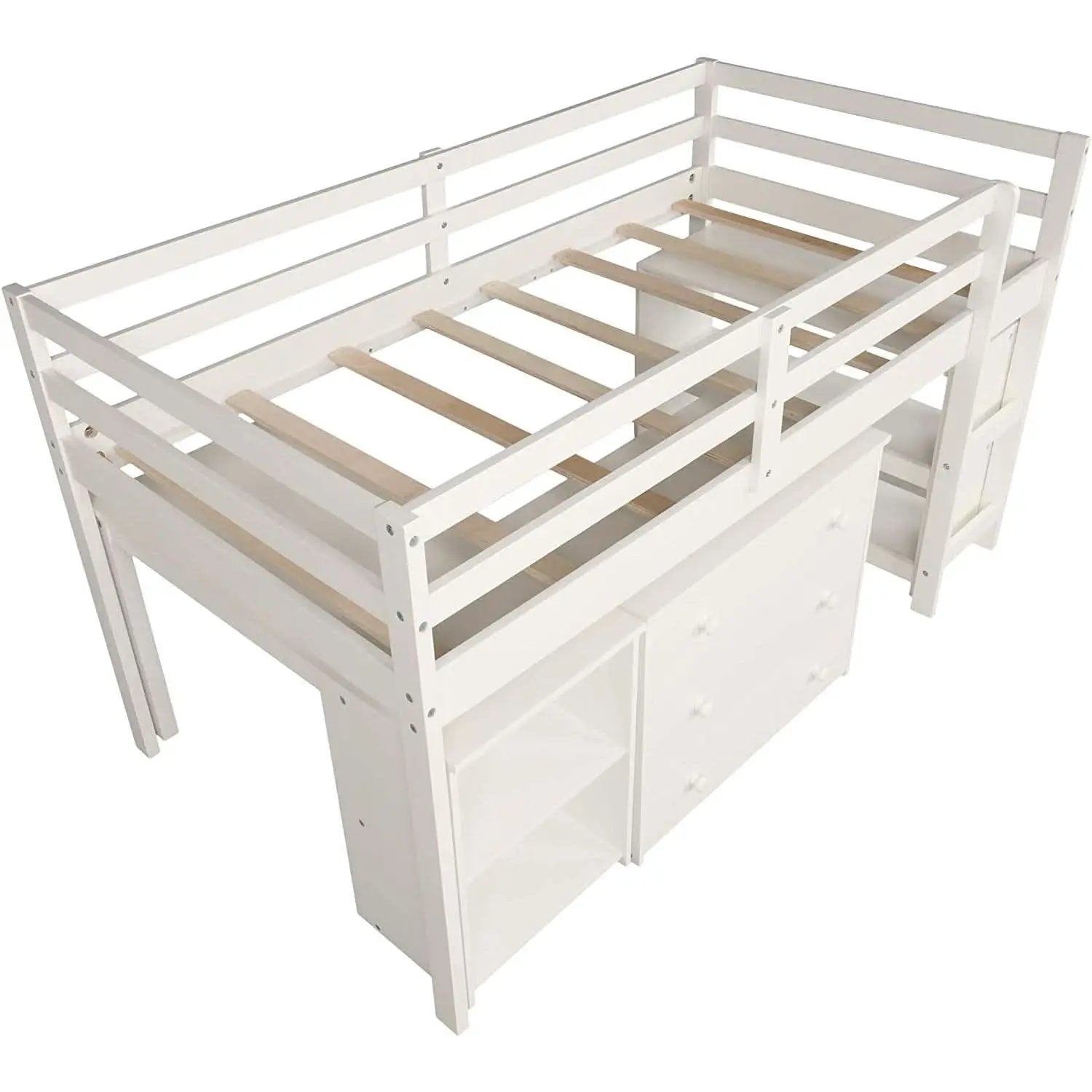 Twin Loft Bed With Rolling Desk And Storage For Small Rooms from PriceLows™