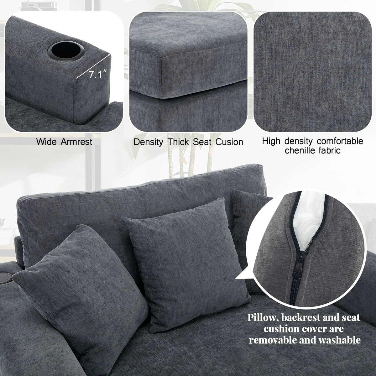 Chaise Lounger | Oversized | Cup Holders | Charging Port Included