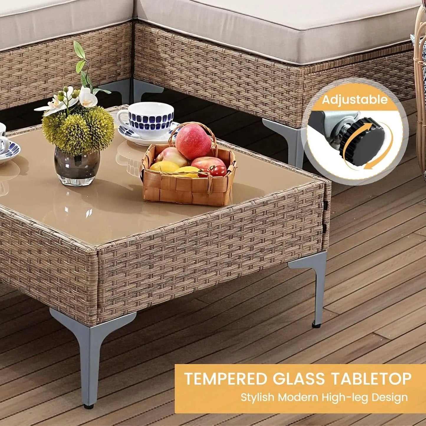 7 Piece Wicker Patio Furniture Set with Thick Cushions from PriceLows™