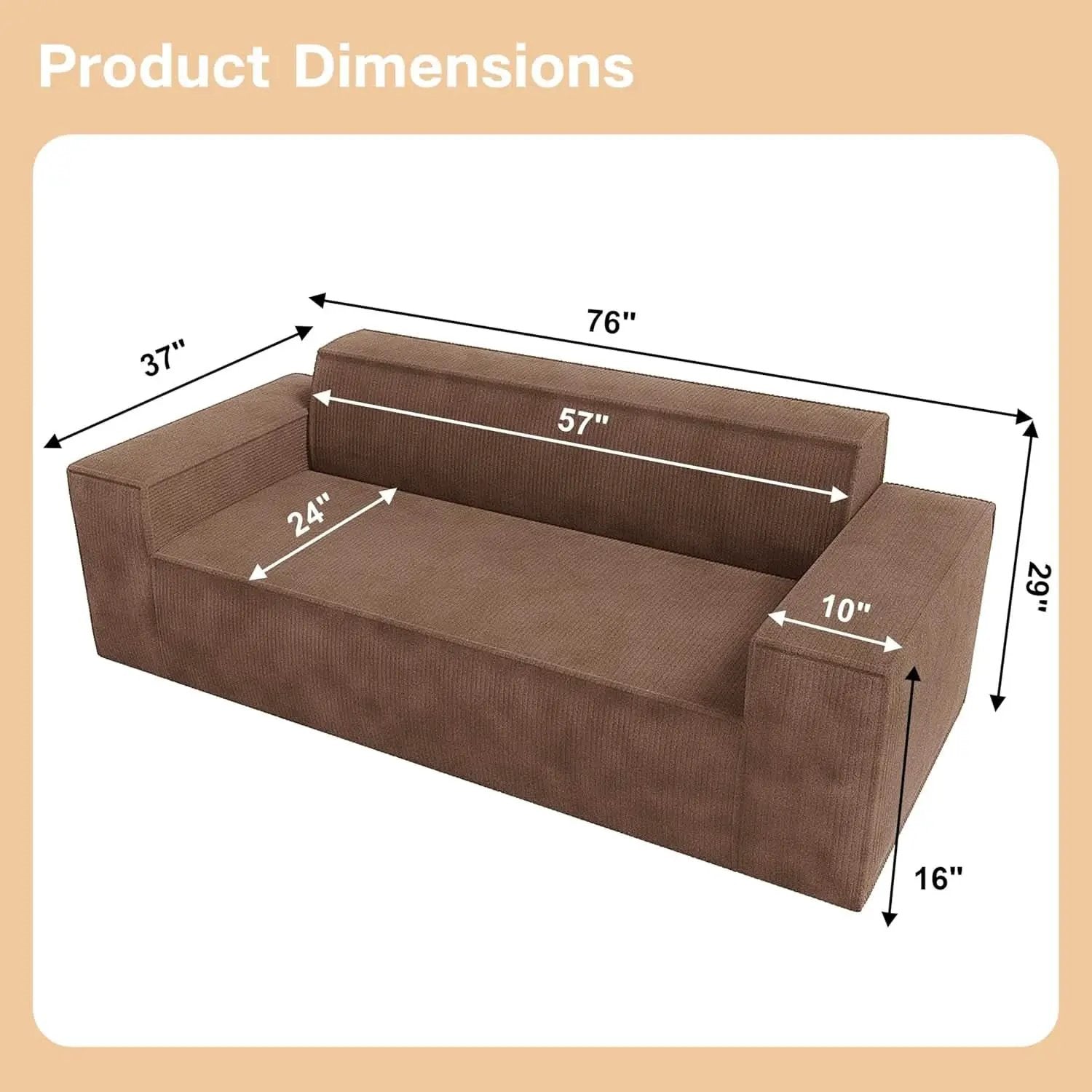 Sofa In A Box Memory Foam Brown Couch For Living Room from PriceLows™