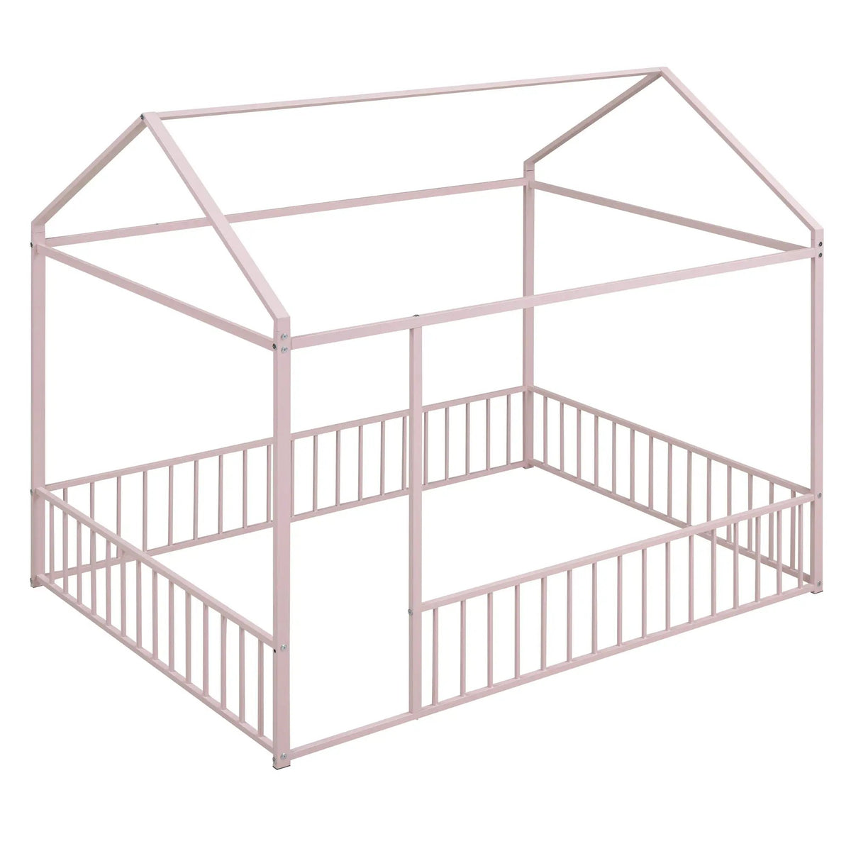 Kids Metal Bed Frame | Roof And Side Fence | Semi Enclosed Space | Three Colors