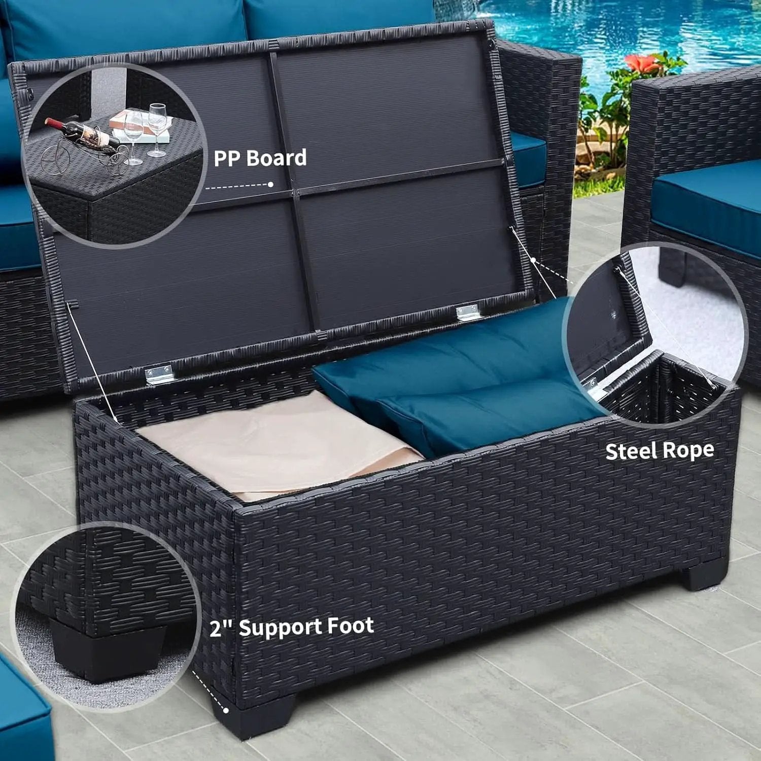 Patio Furniture Set 6 Pieces Peacock Blue Cushions Included from PriceLows™