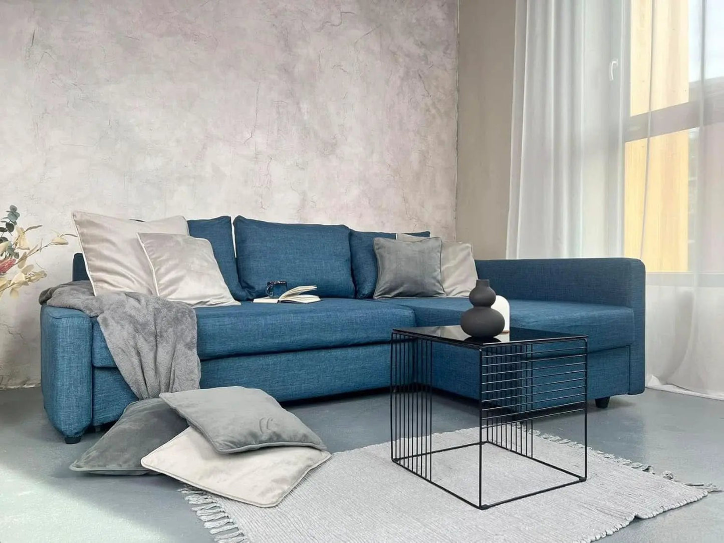 Snug Fit Friheten Sofa Slipcover With Chaise Navy Blue from PriceLows™