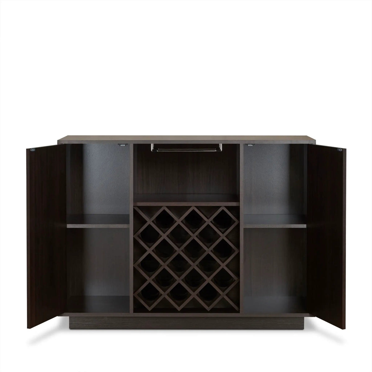Hazen Wine Cabinet | Espresso Finish | Holds 18 Bottles | Stemware Holder