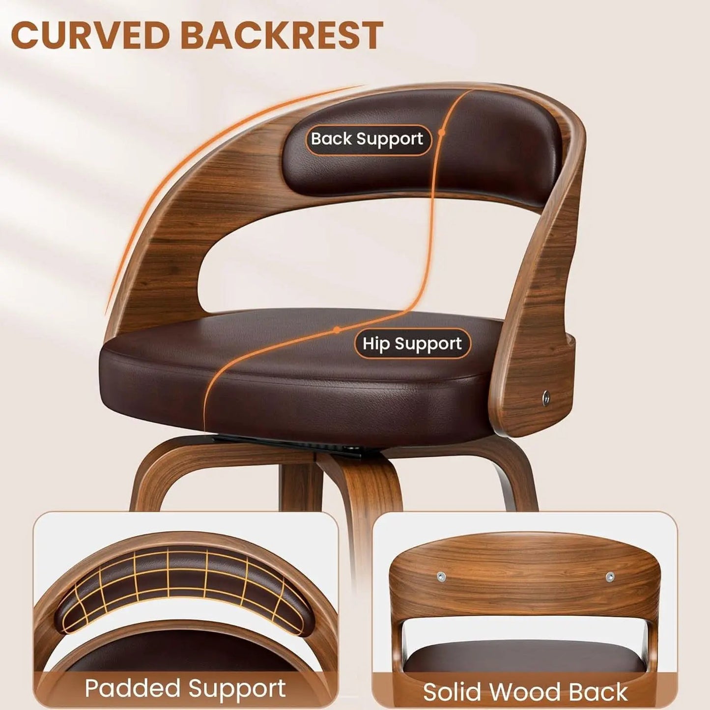 Mid Century Modern Swivel Bar Stools Set of Two from PriceLows™