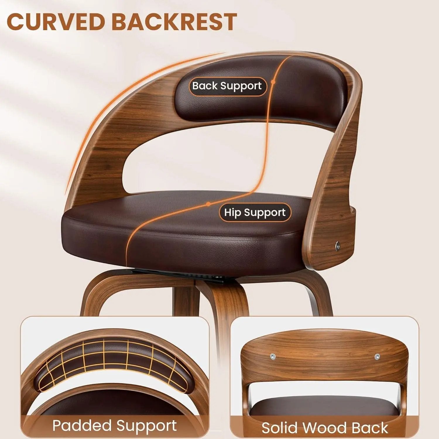 Mid Century Modern Swivel Bar Stools Set of Two from PriceLows™