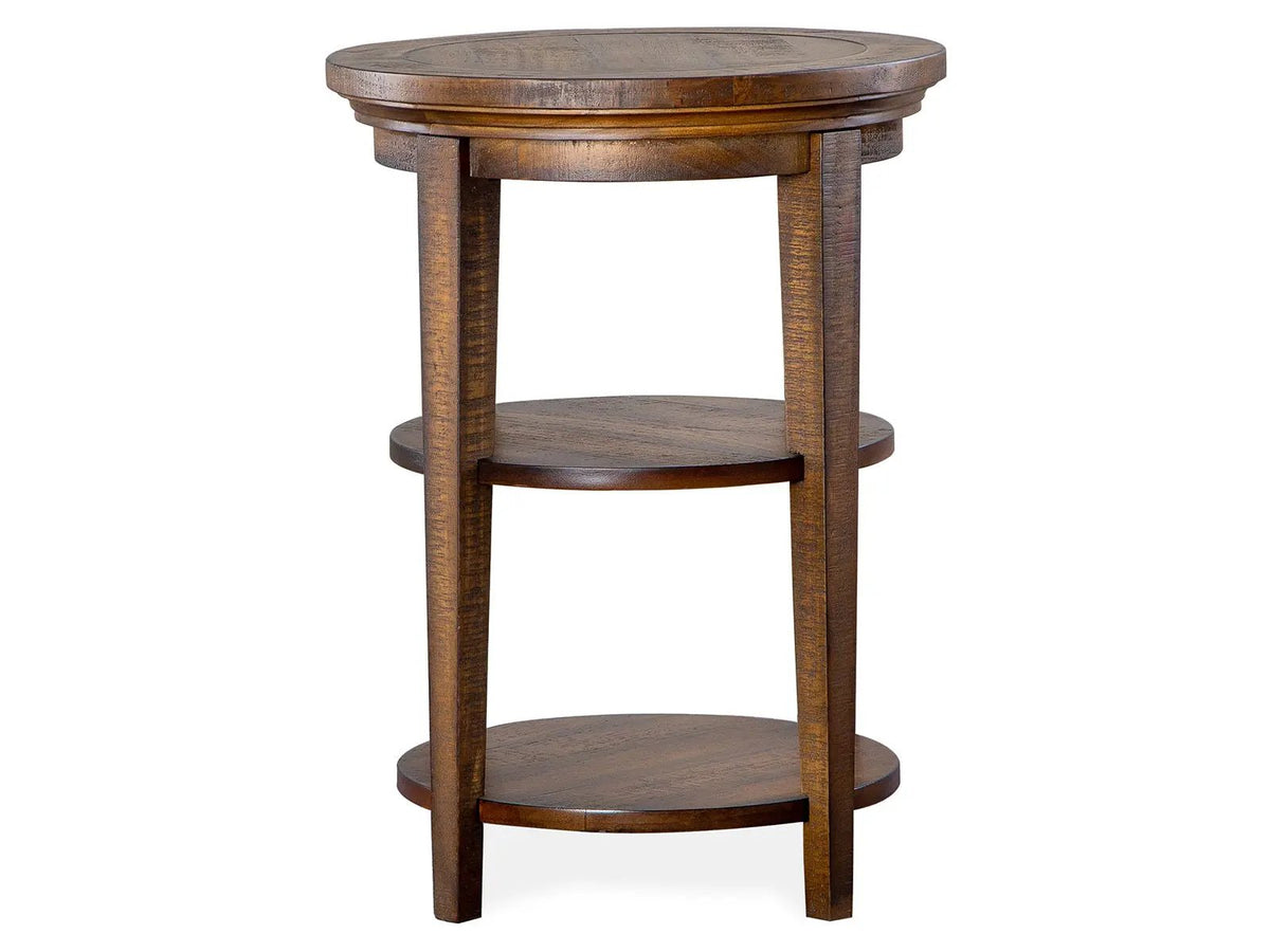Bay Creek Round Accent End Table | Toasted Nutmeg | Pine Veneer And Solids | 18 Inch Diameter
