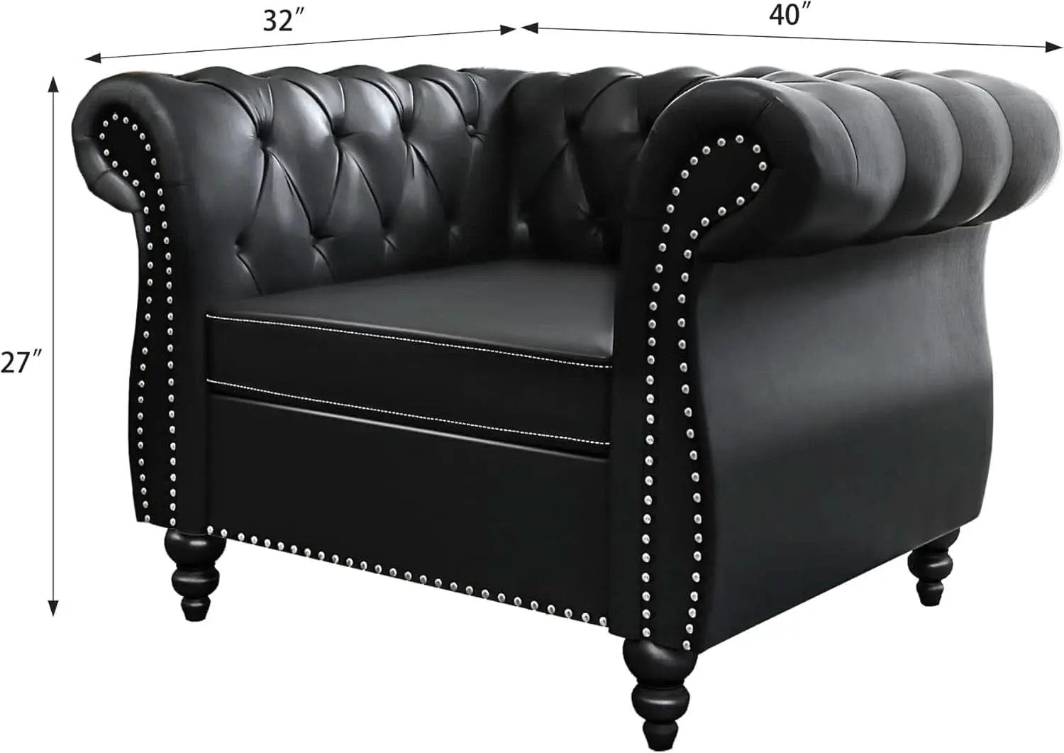 Two Piece Chesterfield Leather Living Room Set With Black Leather Loveseat And Chair from PriceLows™