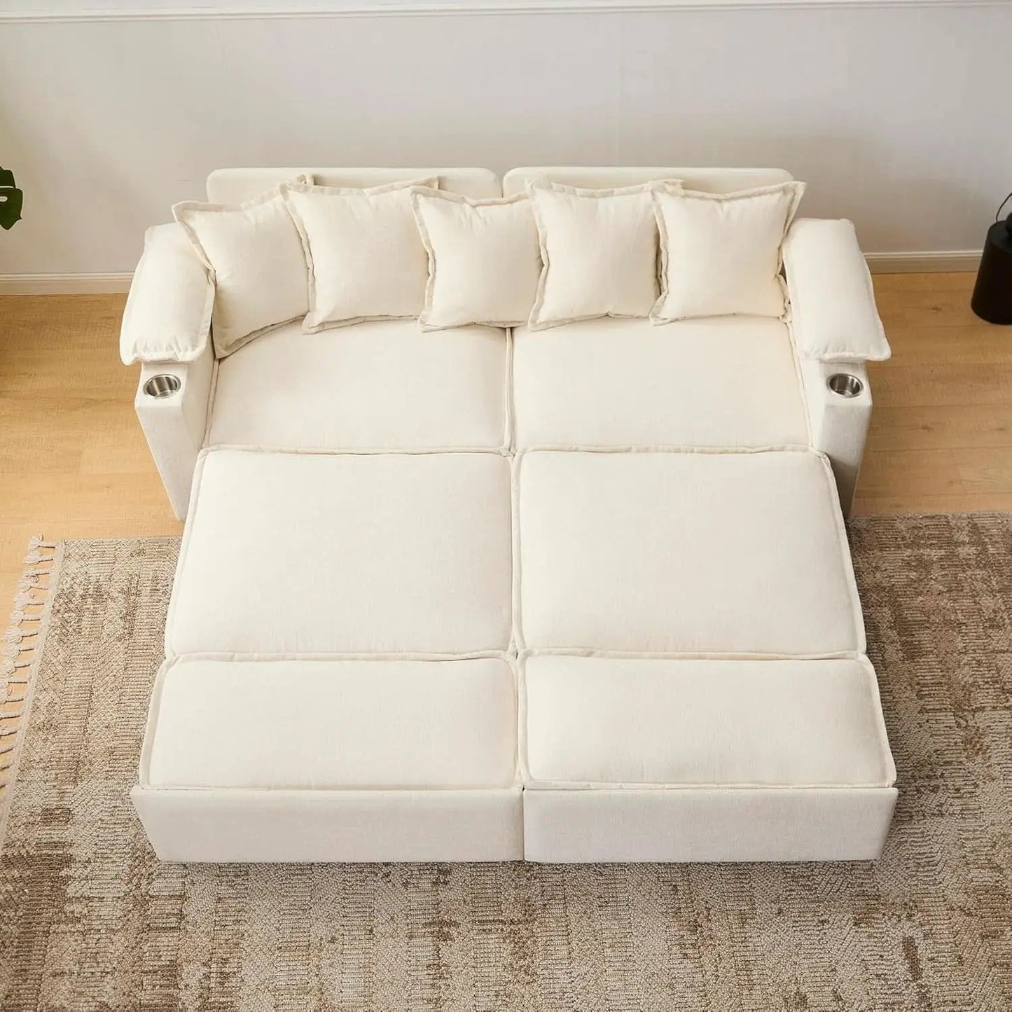 King Size Beige Ultra Luxurious Sleeper Sofa USB Ports Pro from PriceLows™