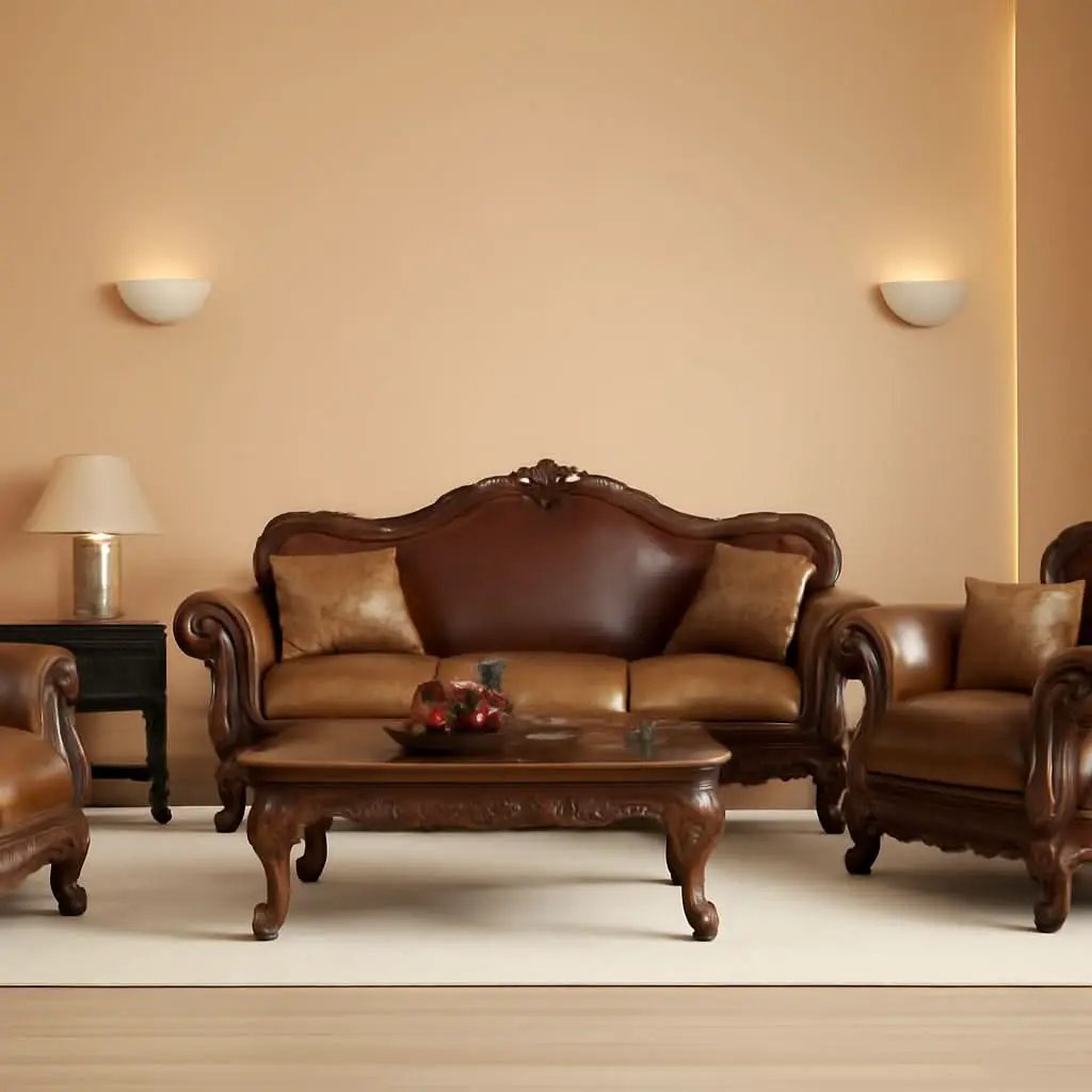 Three-Piece Living Room Set Cherry Oak Sofa Loveseat Chair from PriceLows™