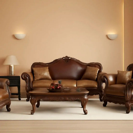 Three-Piece Living Room Set Cherry Oak Sofa Loveseat Chair from PriceLows™