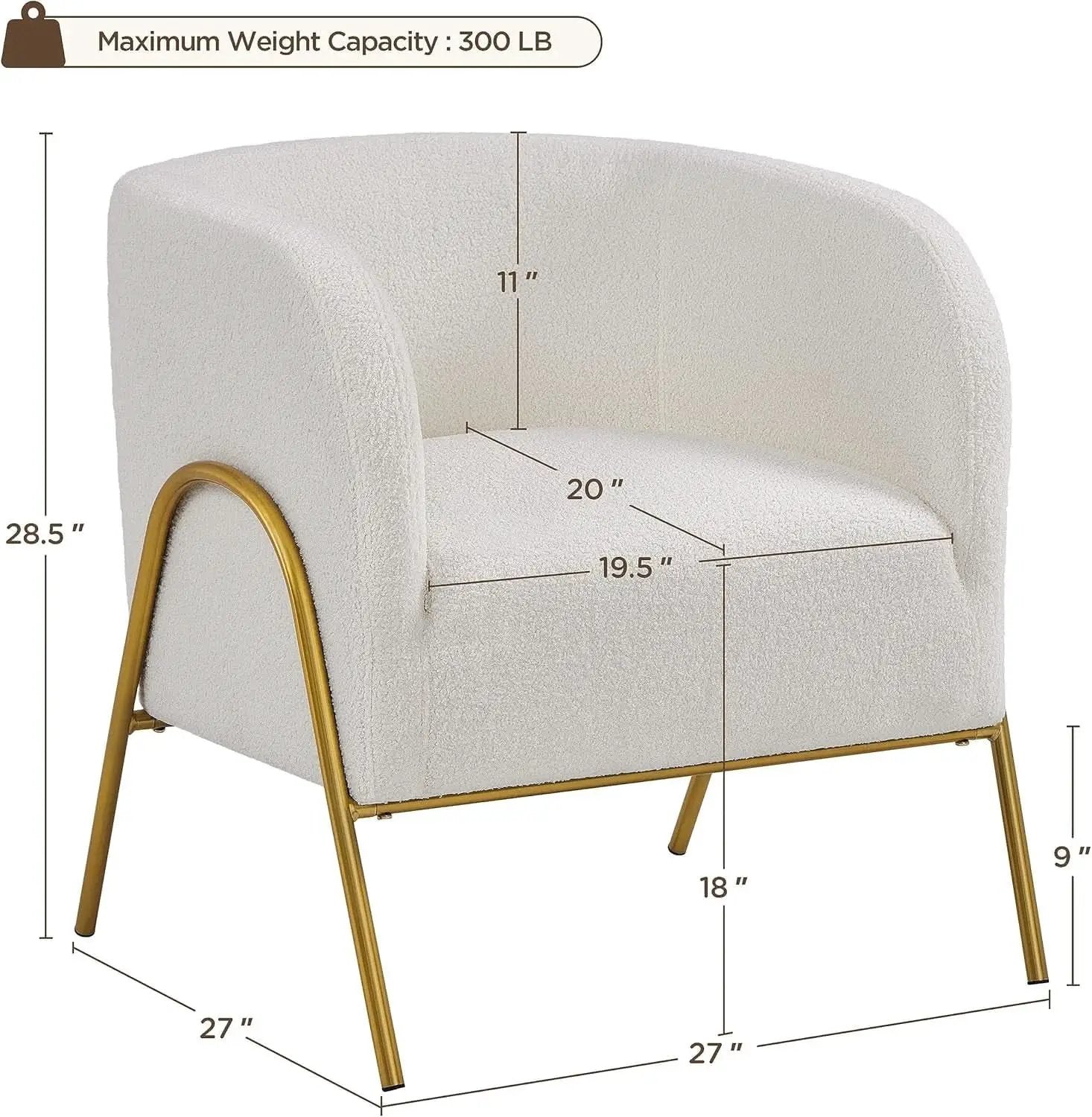 Ivory Boucle Accent Chairs Set Of 2 With Gold Legs from PriceLows™