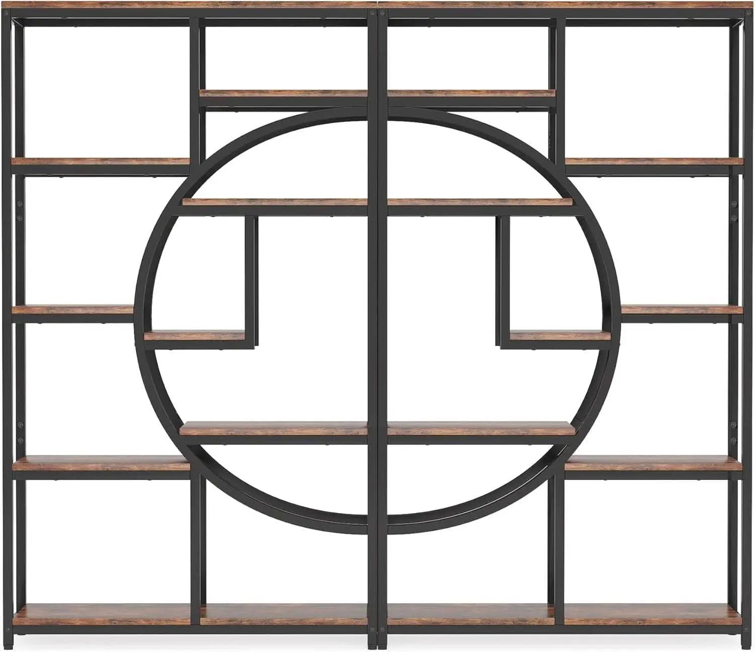 Industrial 5 Tier Etagere Bookcase Brown Rustic Finish from PriceLows™