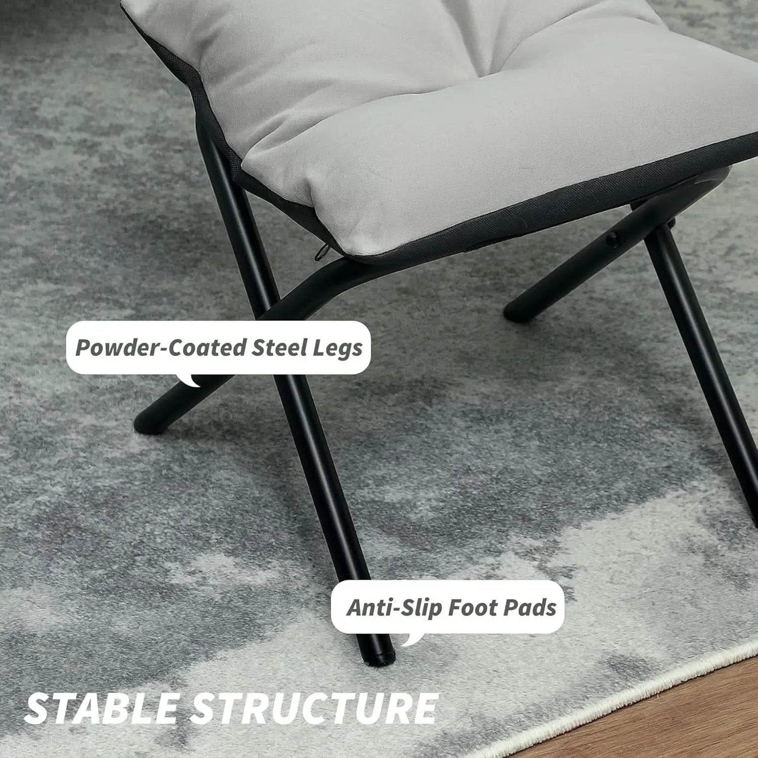 Fabric Lounge Chair With Ottoman Light Gray Overstuffed Padding from PriceLows™