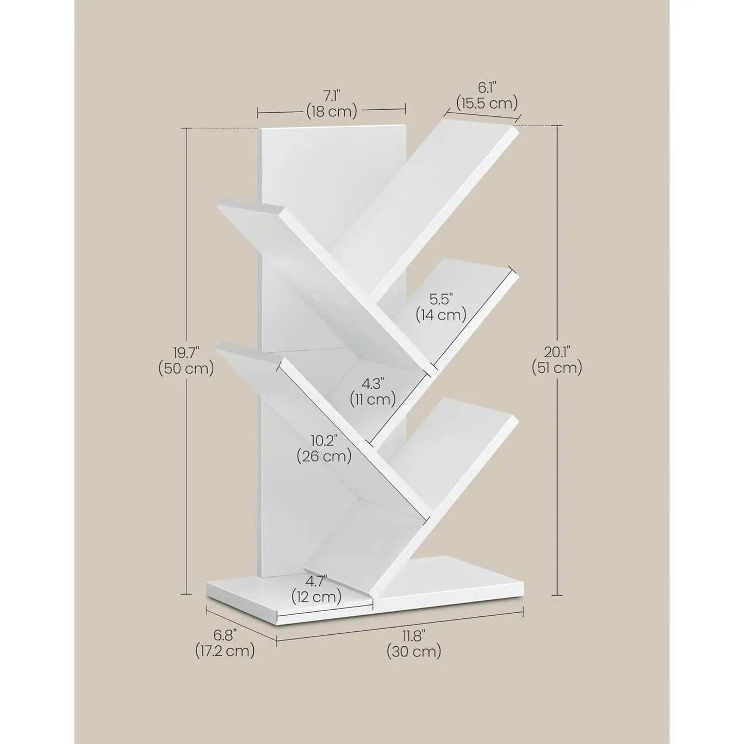 Cloud White Tree Bookshelf Five Tier Corner Shelf Unit from PriceLows™