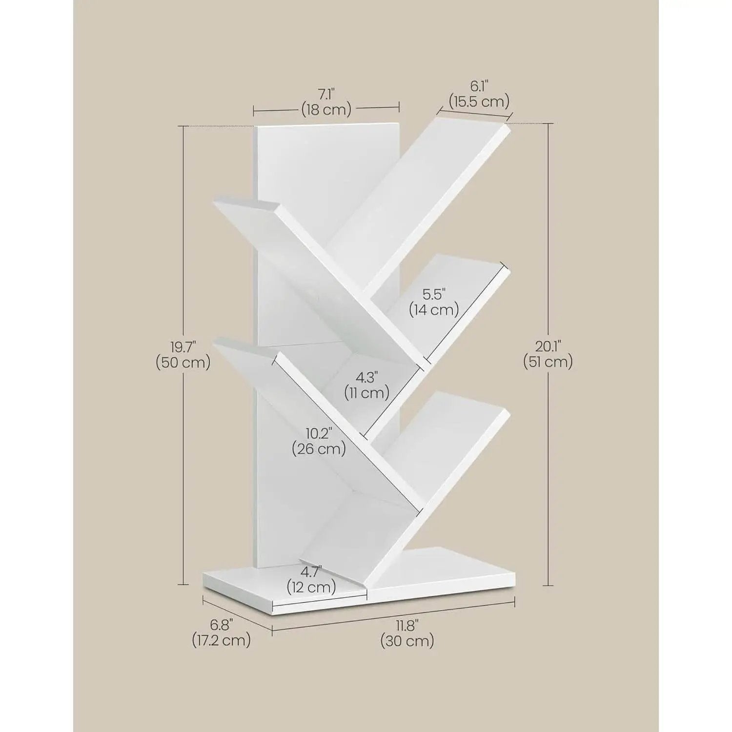 Cloud White Tree Bookshelf Five Tier Corner Shelf Unit from PriceLows™