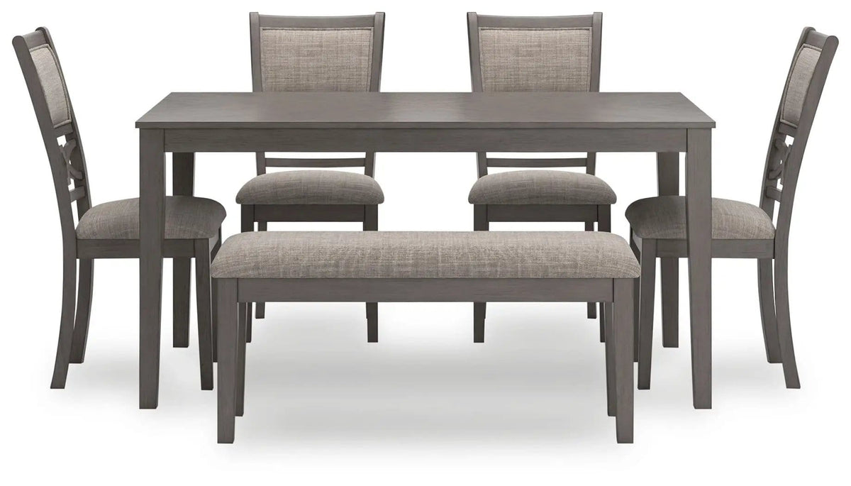 Wrenning Dining Room Table Set (Set of 6) | 36.38 x 60.38 x 30.13 in | Solid Wood & Rubberwood | Gray