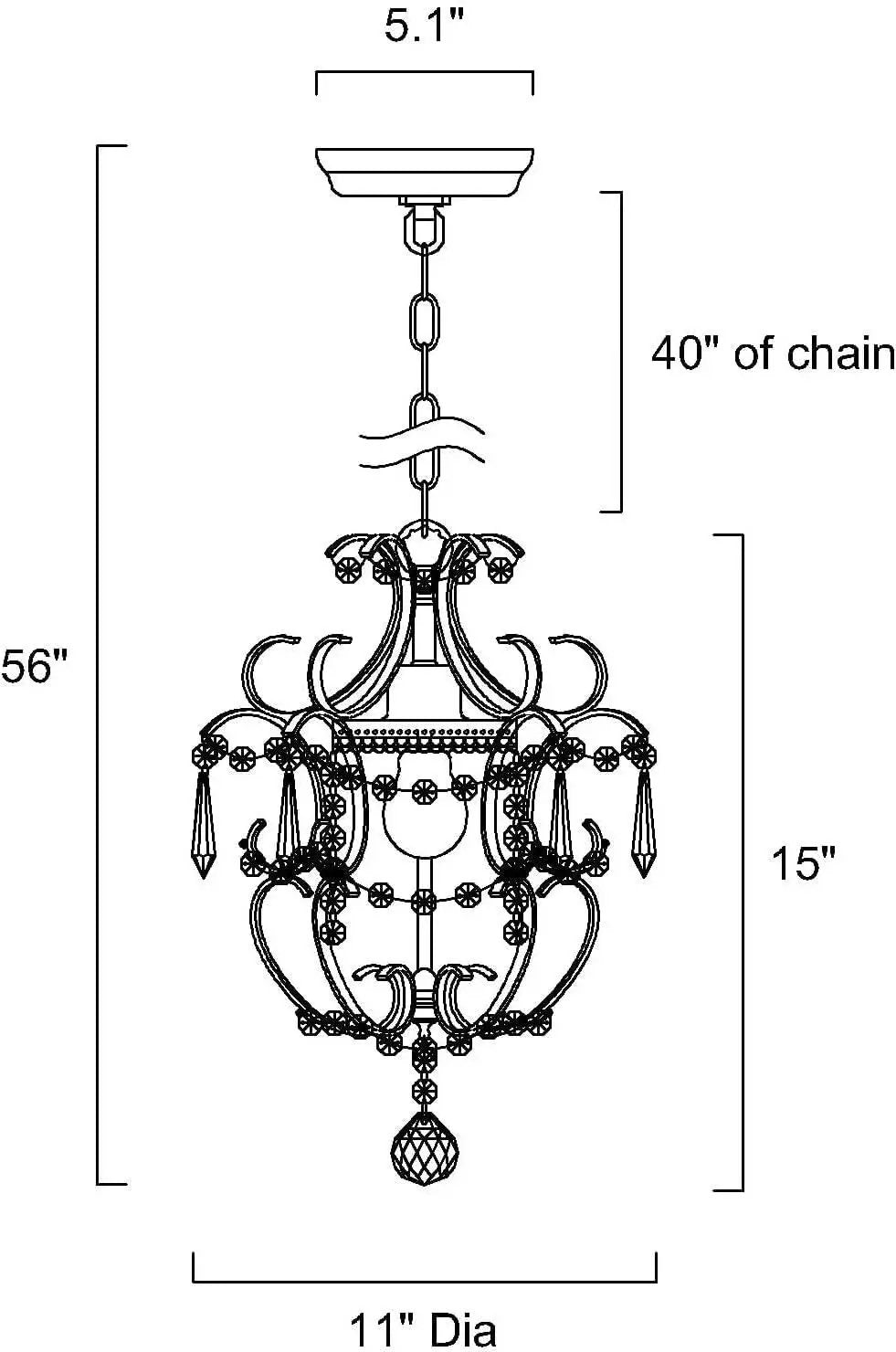 Amorette Chrome Crystal Chandelier 1 Light Fixture from PriceLows™