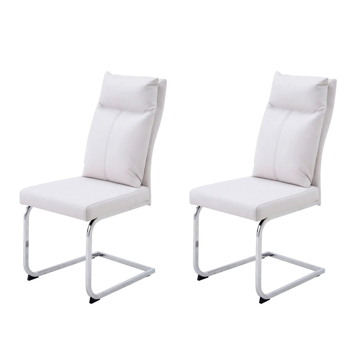 Modern Dining Chairs | Set Of 2 | Soft Cushion Backrest | C-Shaped Chrome Base