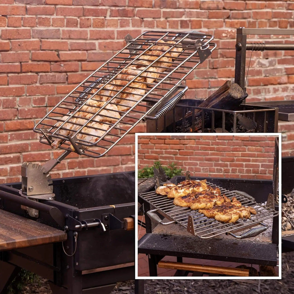 Extra-Large Argentine Santa Maria Wood Fire And Charcoal BBQ Grill With Brasero | Stainless Steel | Outdoor Grill | Outdoor Living