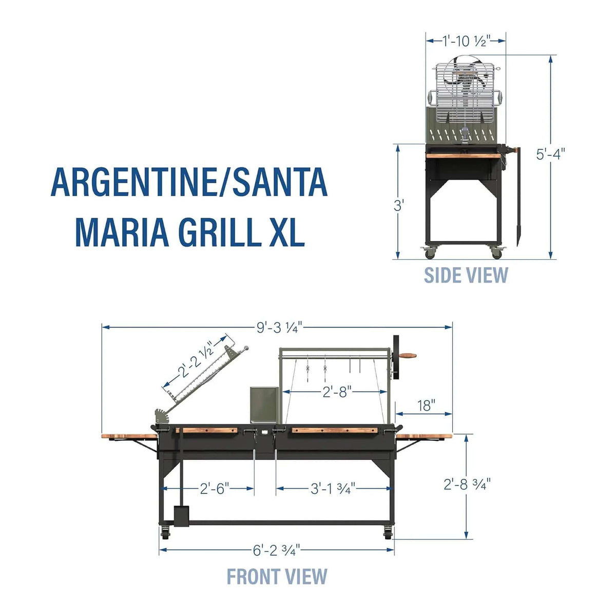 Extra-Large Argentine Santa Maria Wood Fire And Charcoal BBQ Grill With Brasero | Stainless Steel | Outdoor Grill | Outdoor Living