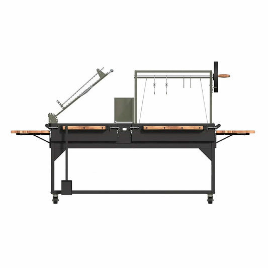 Extra-Large Argentine Santa Maria Wood Fire And Charcoal BBQ Grill With Brasero | Stainless Steel | Outdoor Grill | Outdoor Living