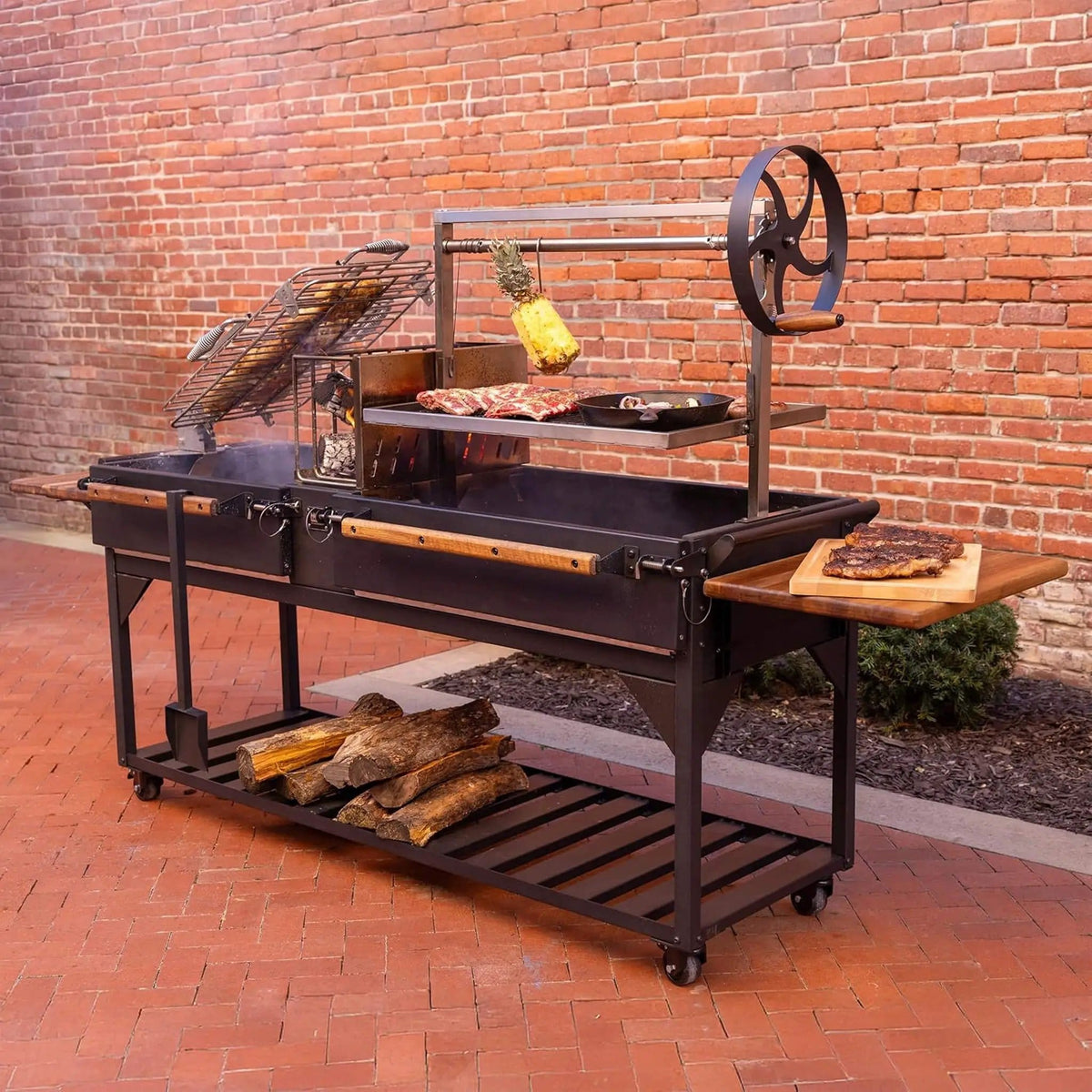 Extra-Large Argentine Santa Maria Wood Fire And Charcoal BBQ Grill With Brasero | Stainless Steel | Outdoor Grill | Outdoor Living