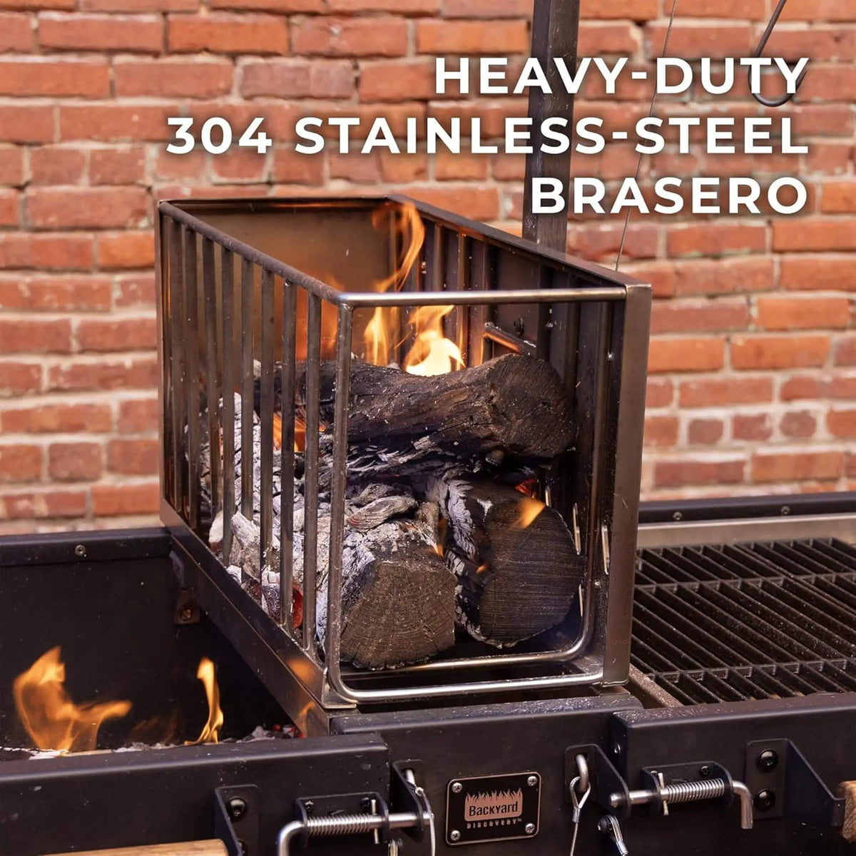 Extra-Large Argentine Santa Maria Wood Fire And Charcoal BBQ Grill With Brasero | Stainless Steel | Outdoor Grill | Outdoor Living