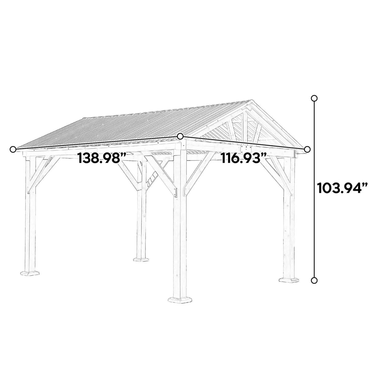 Heavy-Duty All-Weather Hardtop Wooden Carport Gazebo With Galvanized Steel Roof | Steel | Home Use | Home