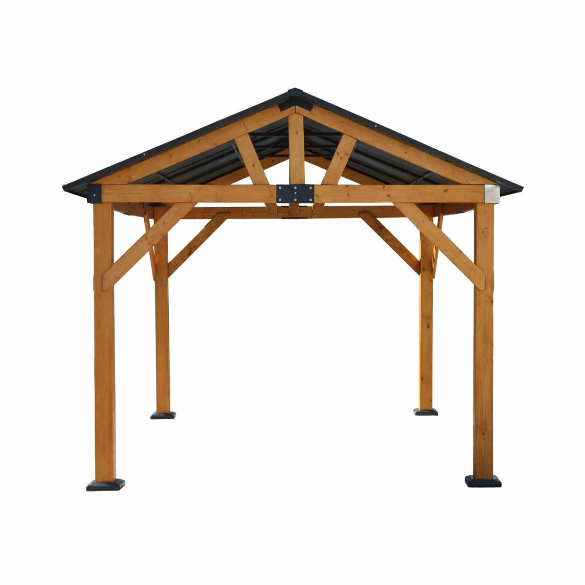 Heavy-Duty All-Weather Hardtop Wooden Carport Gazebo With Galvanized Steel Roof | Steel | Home Use | Home