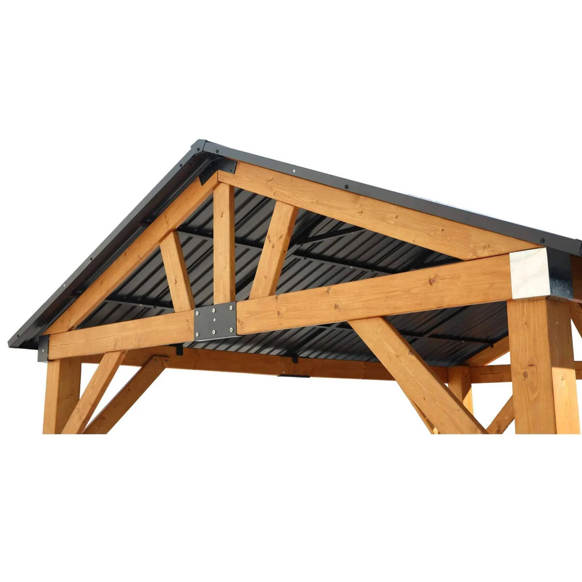 Heavy-Duty All-Weather Hardtop Wooden Carport Gazebo With Galvanized Steel Roof | Steel | Home Use | Home