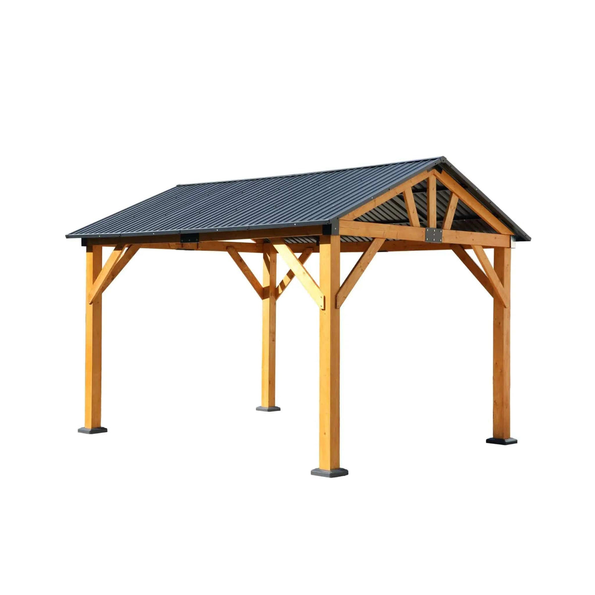 Heavy-Duty All-Weather Hardtop Wooden Carport Gazebo With Galvanized Steel Roof | Steel | Home Use | Home