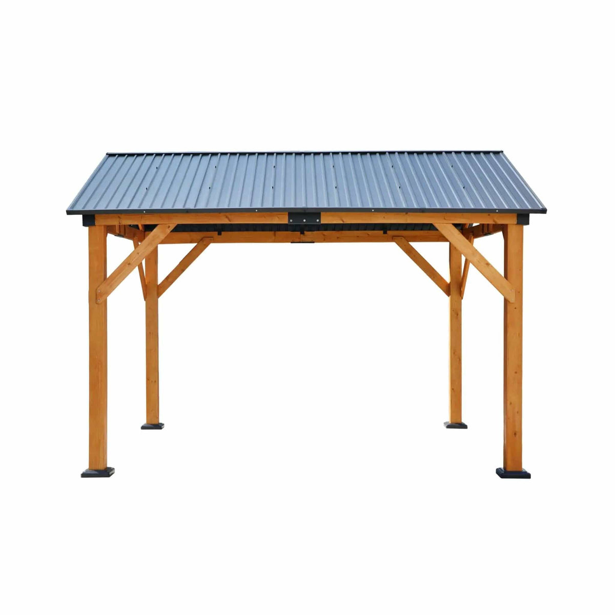 Heavy-Duty All-Weather Hardtop Wooden Carport Gazebo With Galvanized Steel Roof | Steel | Home Use | Home