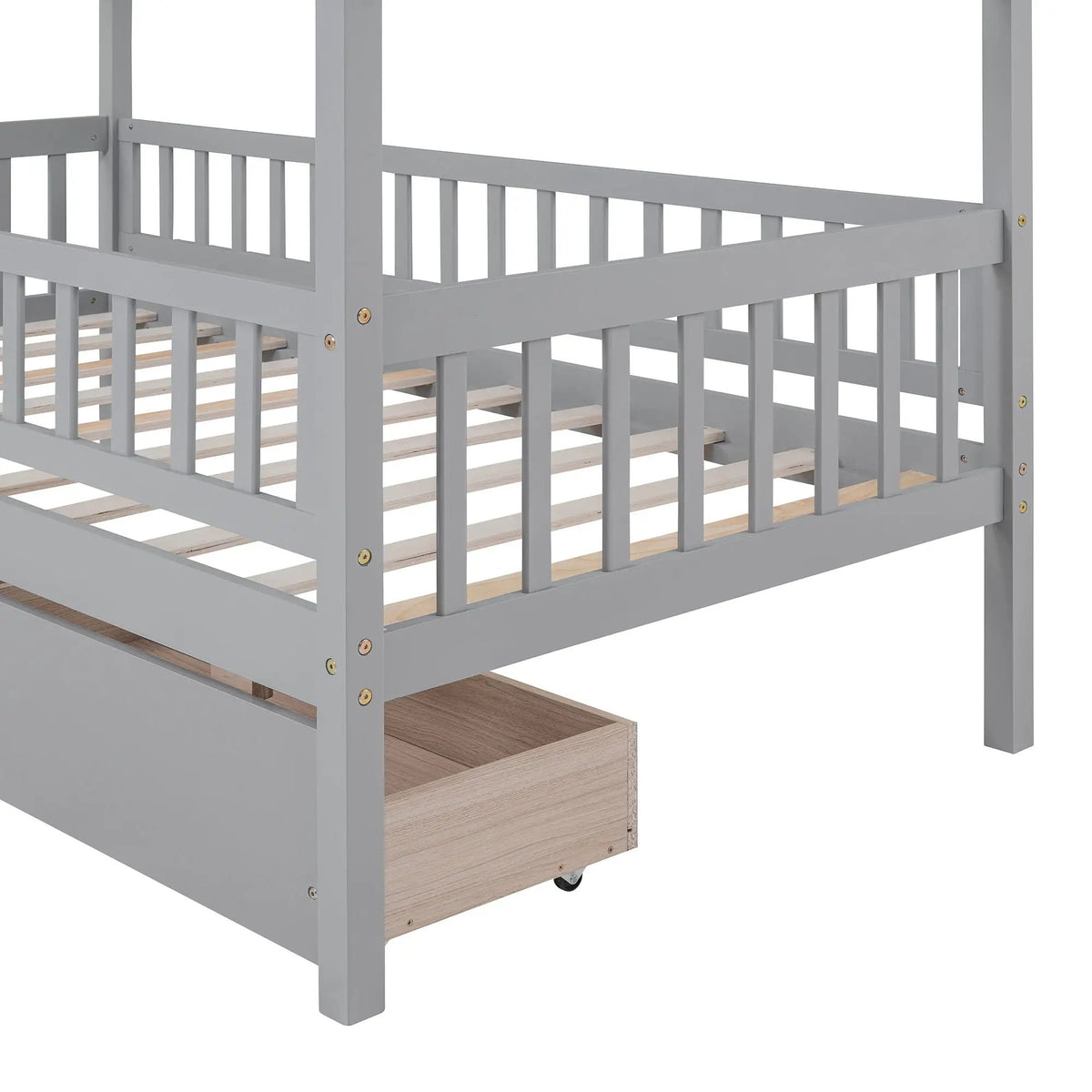 Kids House Bed With 2 Drawers | Sky Roof Design | Classic House Shape | 62.9 Inch Height