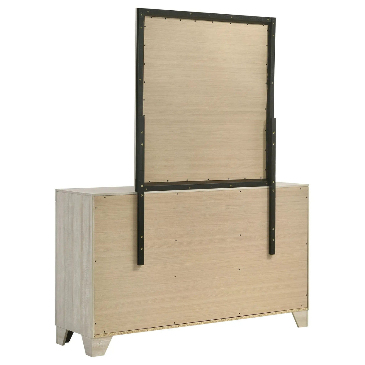 Trenton 6-drawer Bedroom Dresser With Mirror Rustic | 58.25 x 16.25 x 73 in | Metal & Veneer | Cream