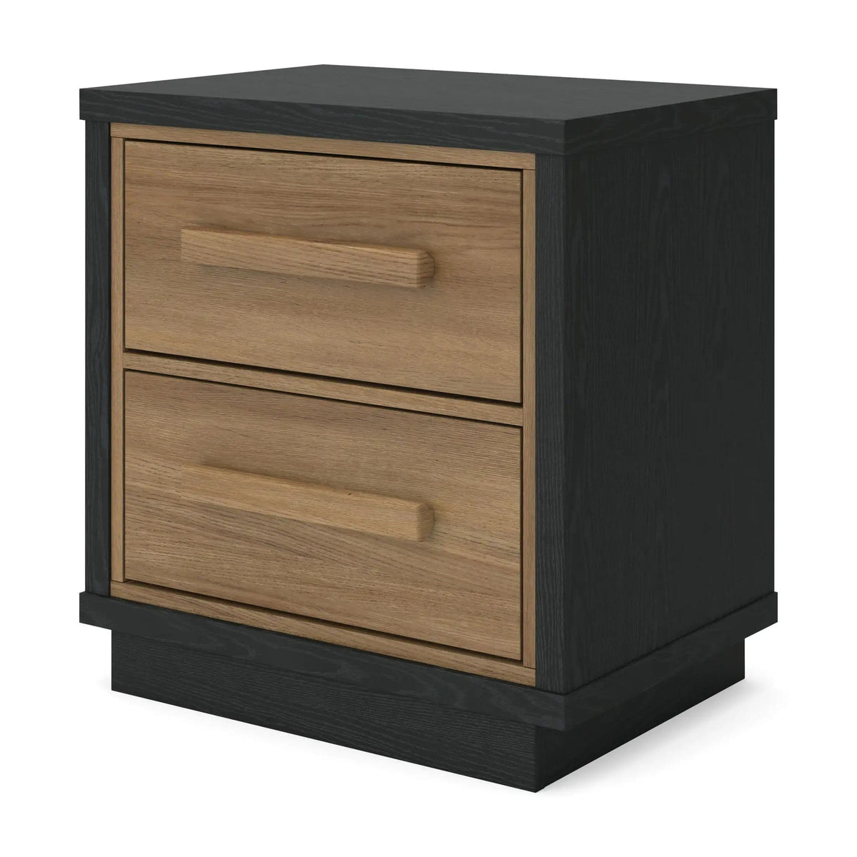 Kozmour Two Drawer Night Stand Accent Nightstand | 22.13 x 15.63 x 23.94 in | Engineered Wood & Mdf | Black / Brown