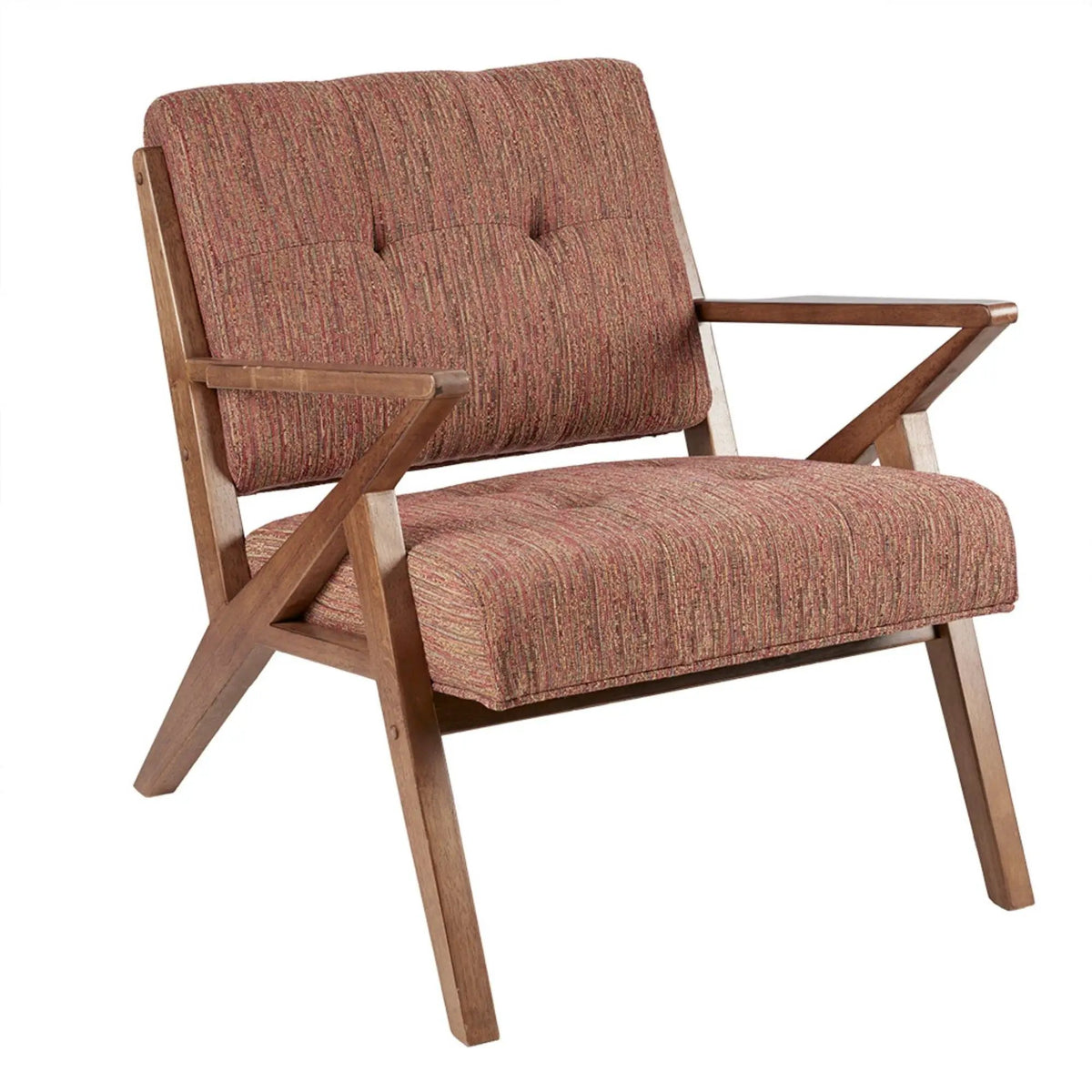 Mid-Century Lounge Chair | Tufted Upholstery | Solid Wood Frame | Tufted Back And Seat