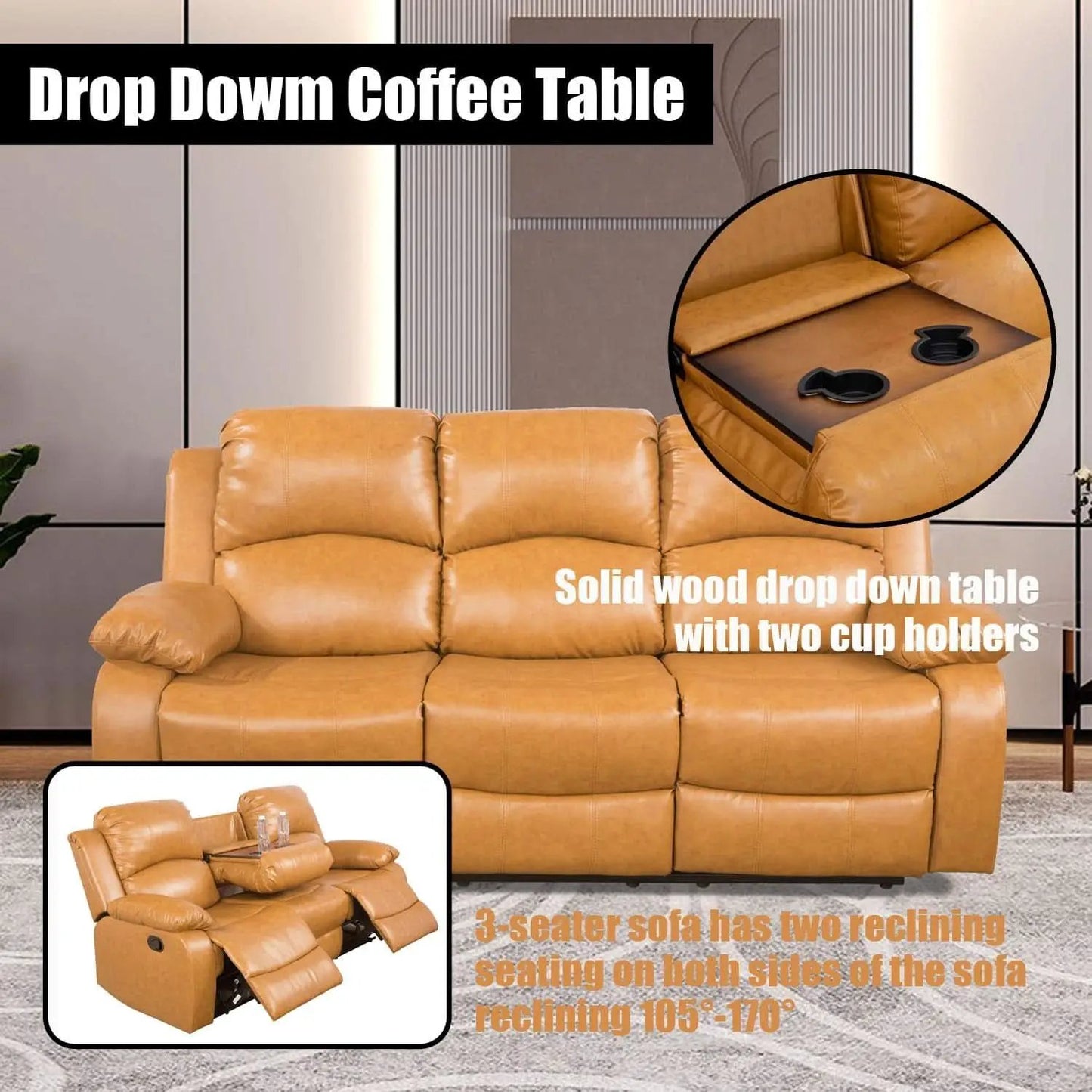 Ginger Faux Leather Reclining Sofa and Loveseat Set from PriceLows™