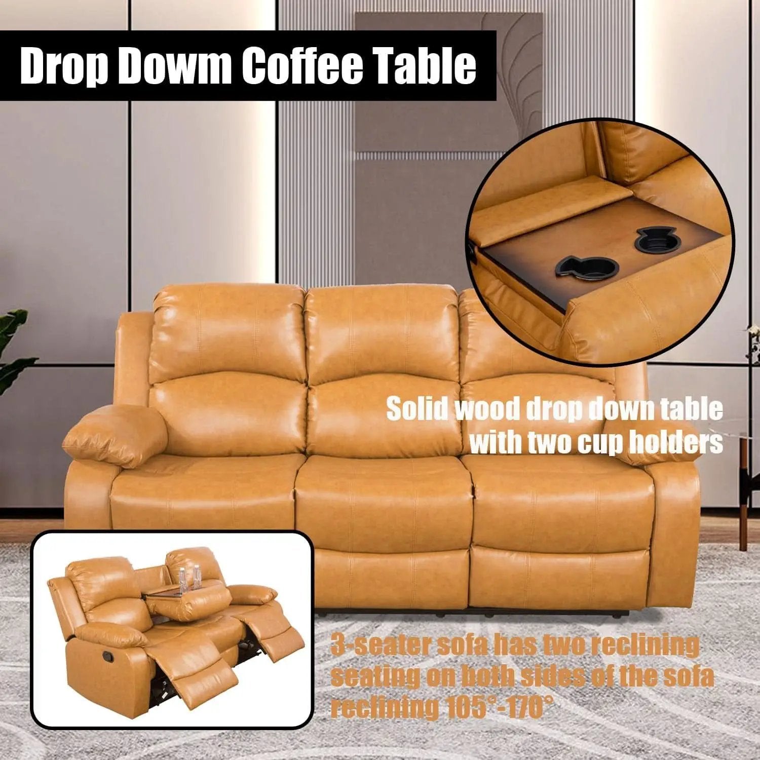 Ginger Faux Leather Reclining Sofa and Loveseat Set from PriceLows™