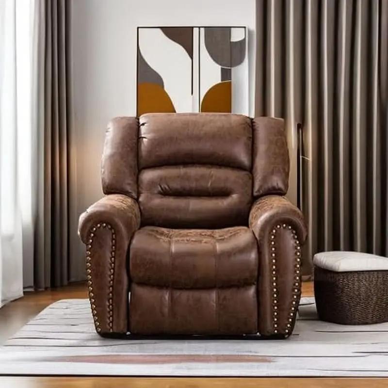 Electric Power Recliner Pair Nut Brown Leather With USB Port from PriceLows™