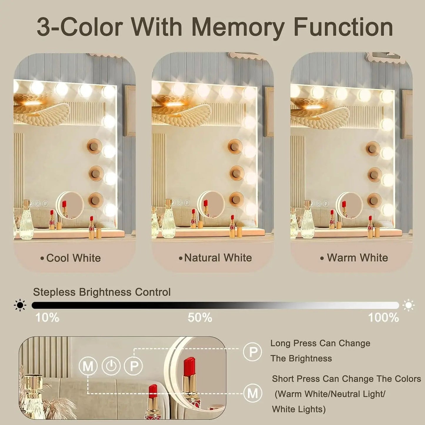 Hollywood Vanity Mirror With Lights 23x18 Aluminum USB Port from PriceLows™