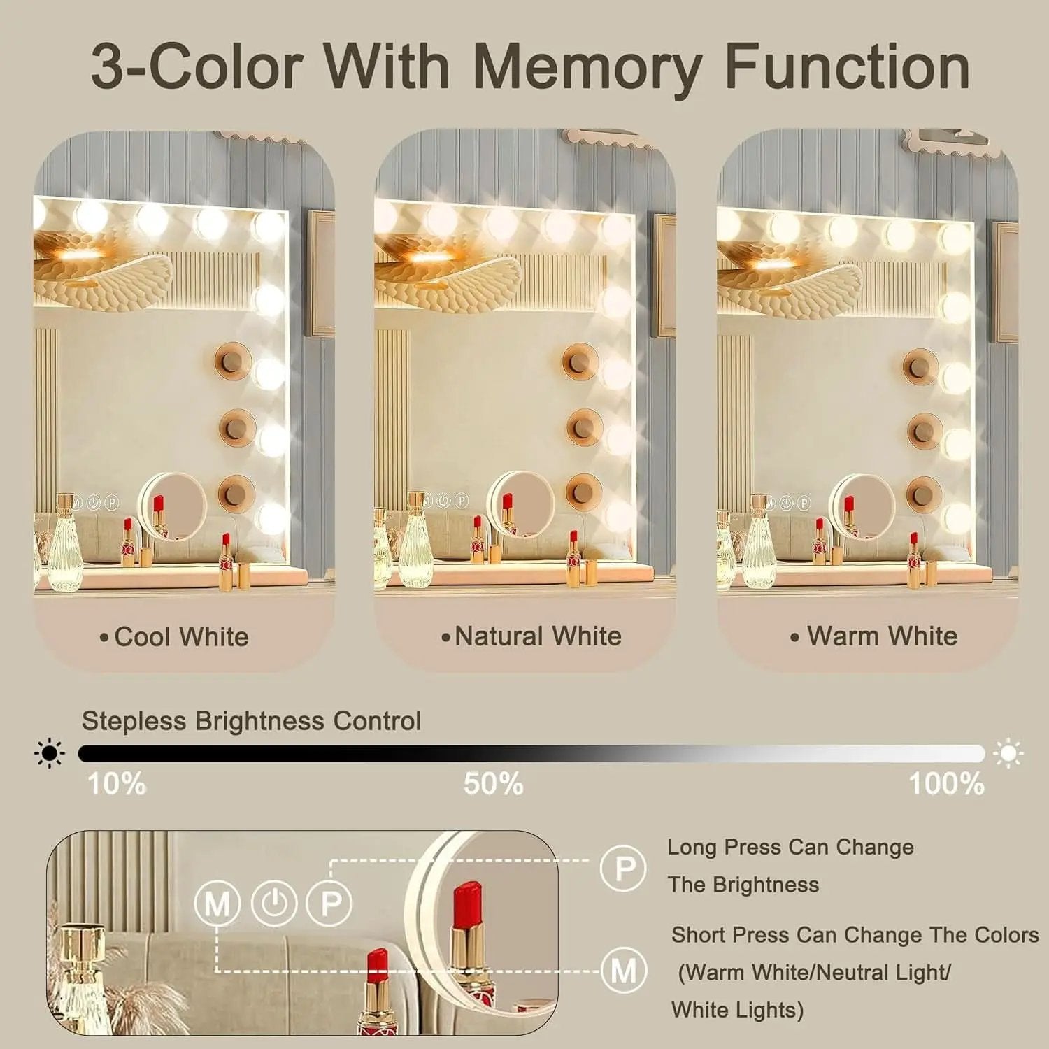 Hollywood Vanity Mirror With Lights 23x18 Aluminum USB Port from PriceLows™