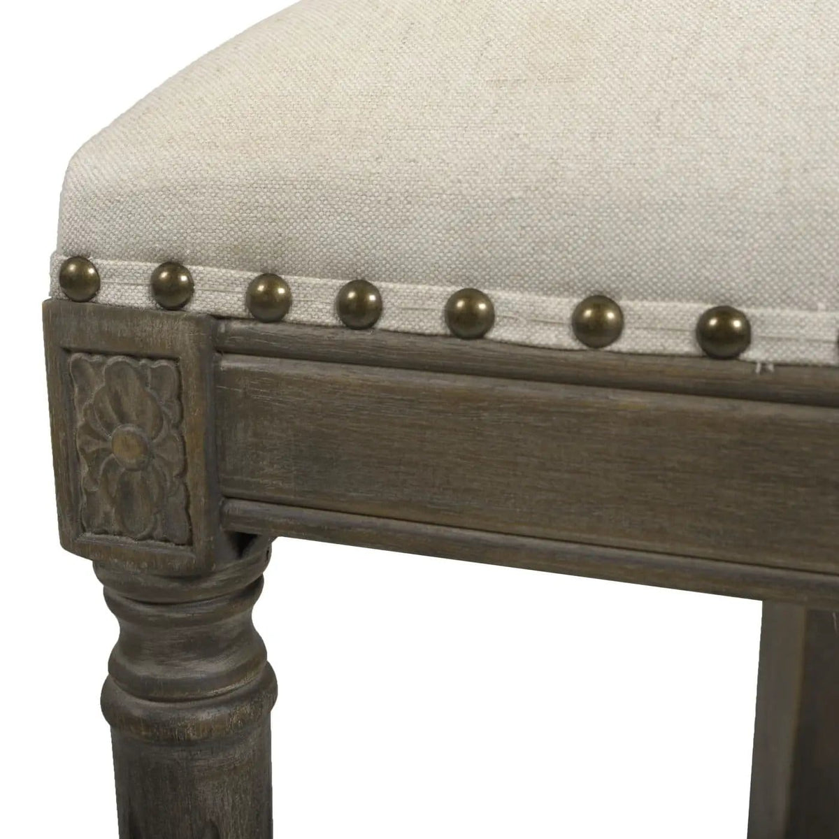Paris Farmhouse Counter Height Bar Stool With Backrest Counter Height (24"-27") | 21 x 21.5 x 36.5 in | Wood & Brass | Dining Room
