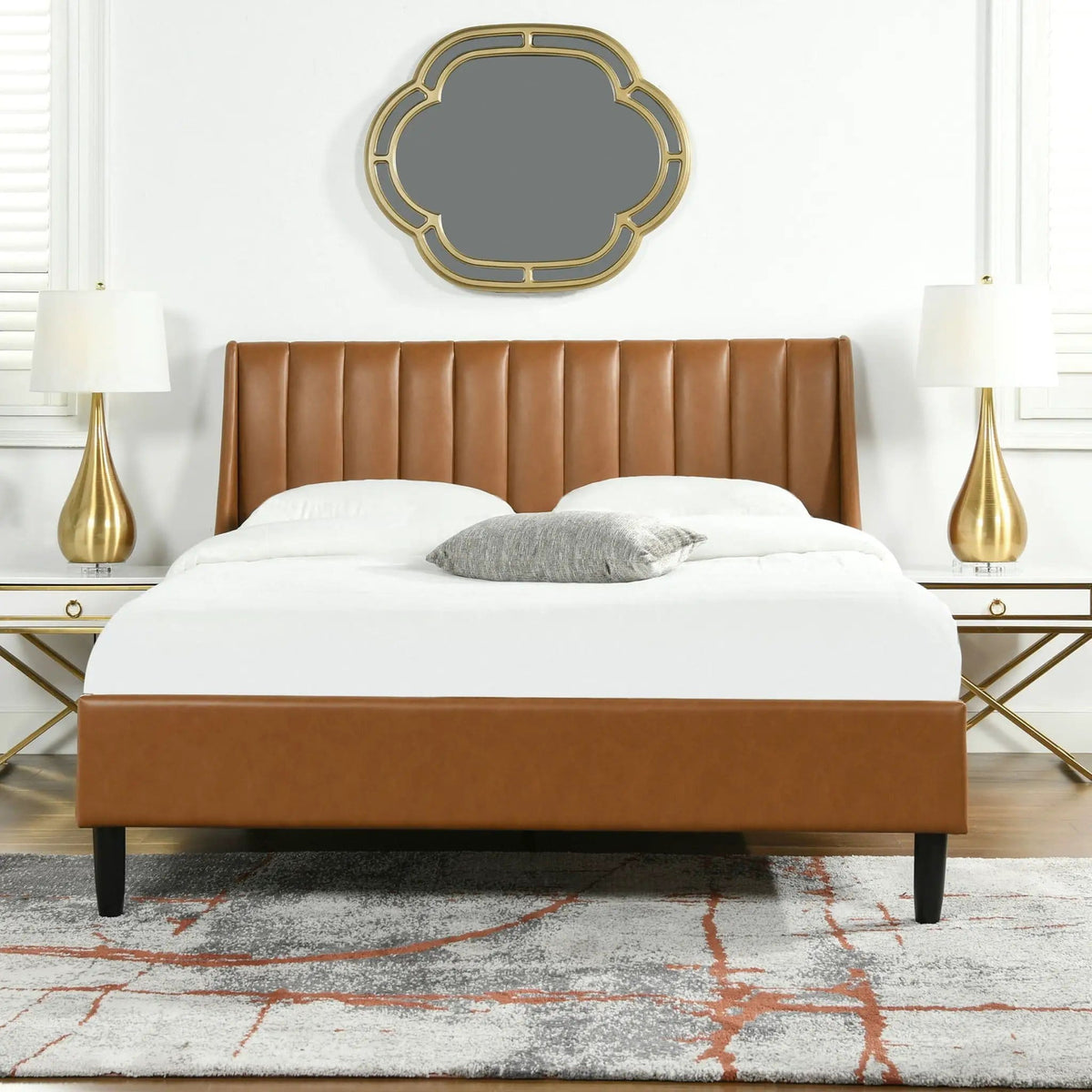 Aspen Vertical Tufted Modern Headboard Platform Bed Set | 8 Pieces | Fabric & Plywood | Bedroom