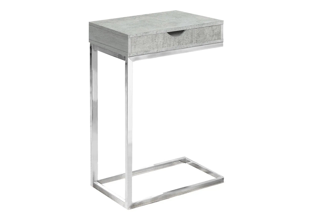 C-Shaped Accent Table | Sturdy Metal Base | Thick Panel Top | Contemporary Design